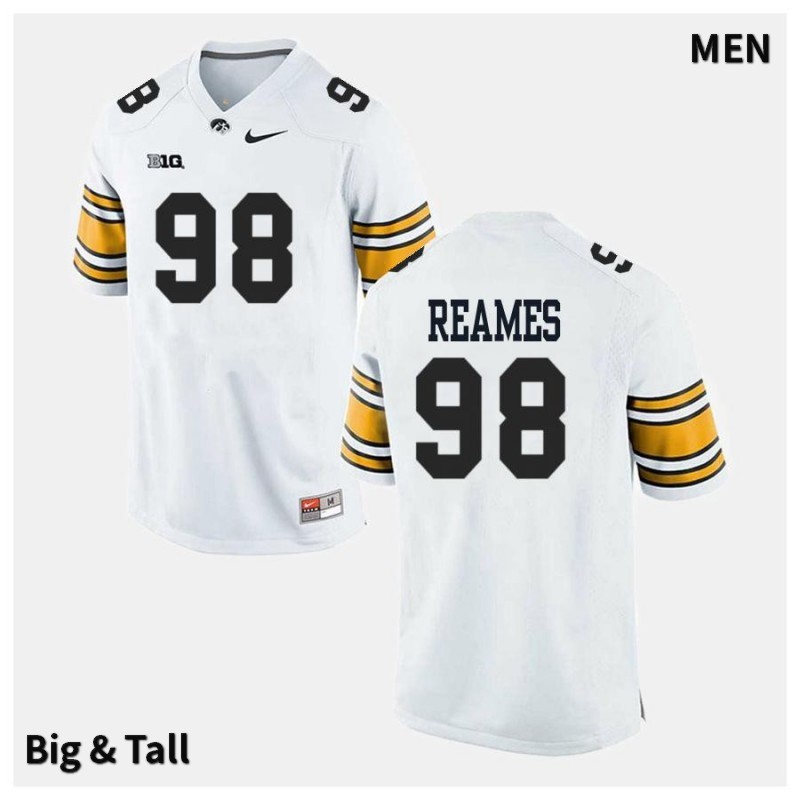 Men's Iowa Hawkeyes NCAA #98 Chris Reames White Authentic Nike Big & Tall Alumni Stitched College Football Jersey CR34A21MW